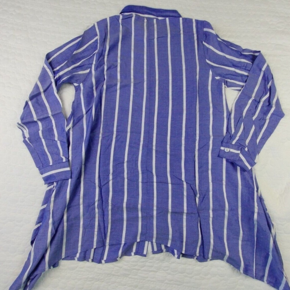 Louis Dell'Olio Top Womens XS Linea Button Up True Blue Striped Shirt NWT - Picture 2 of 6